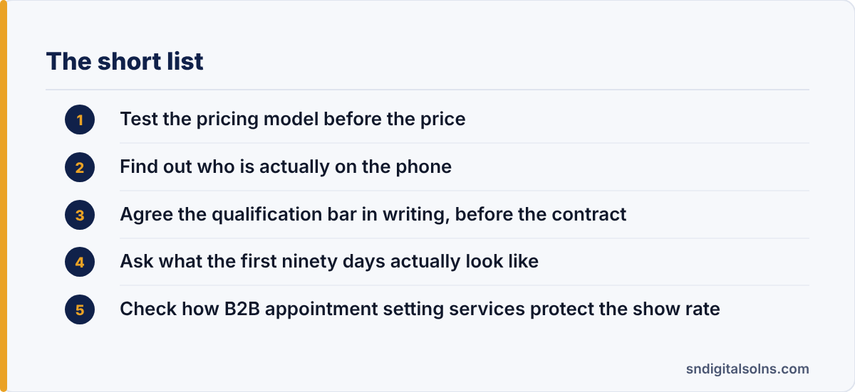 b2b appointment setting services: the article's points at a glance