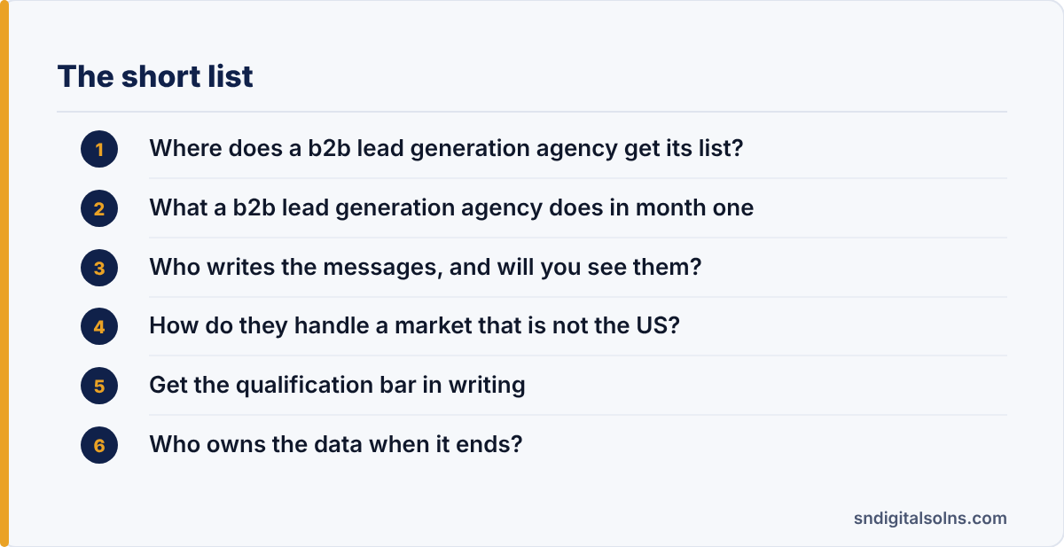 b2b lead generation agency: the article's points at a glance