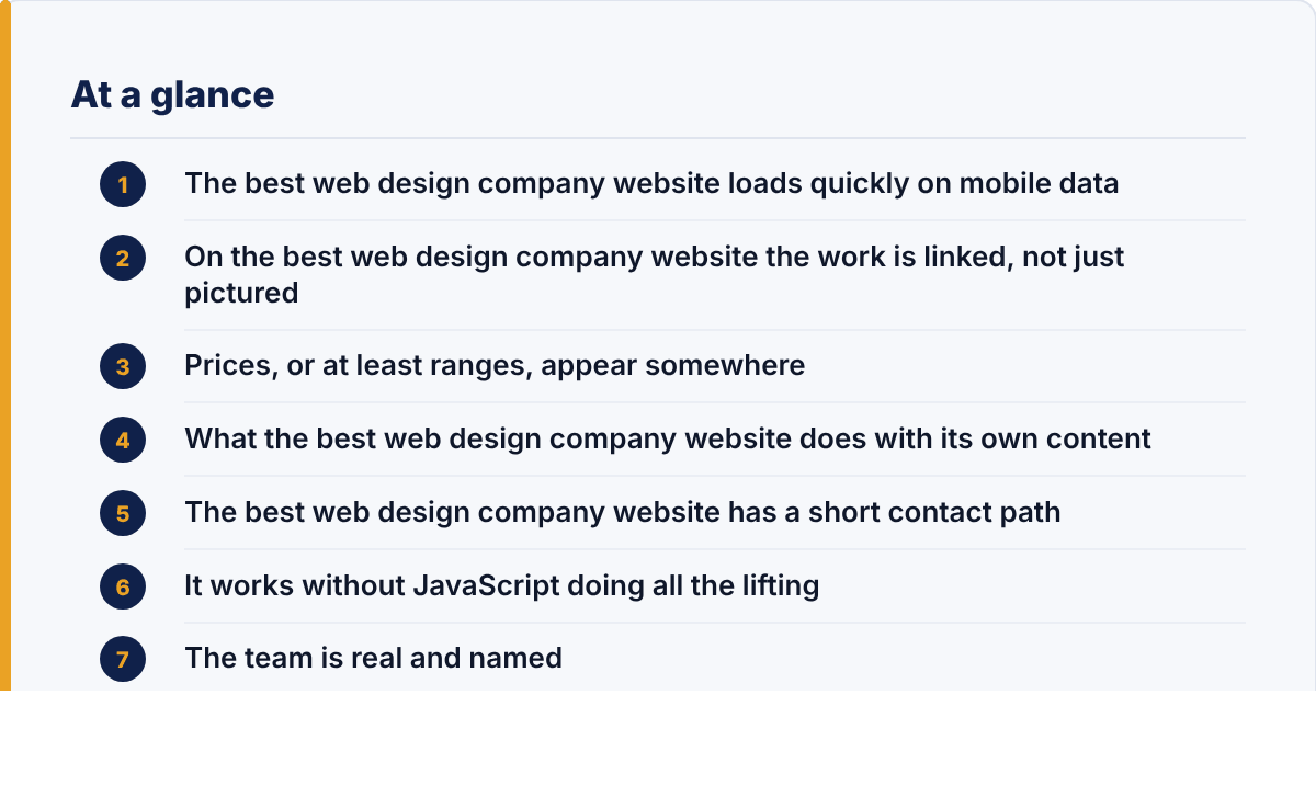 best web design company website: the article's points at a glance