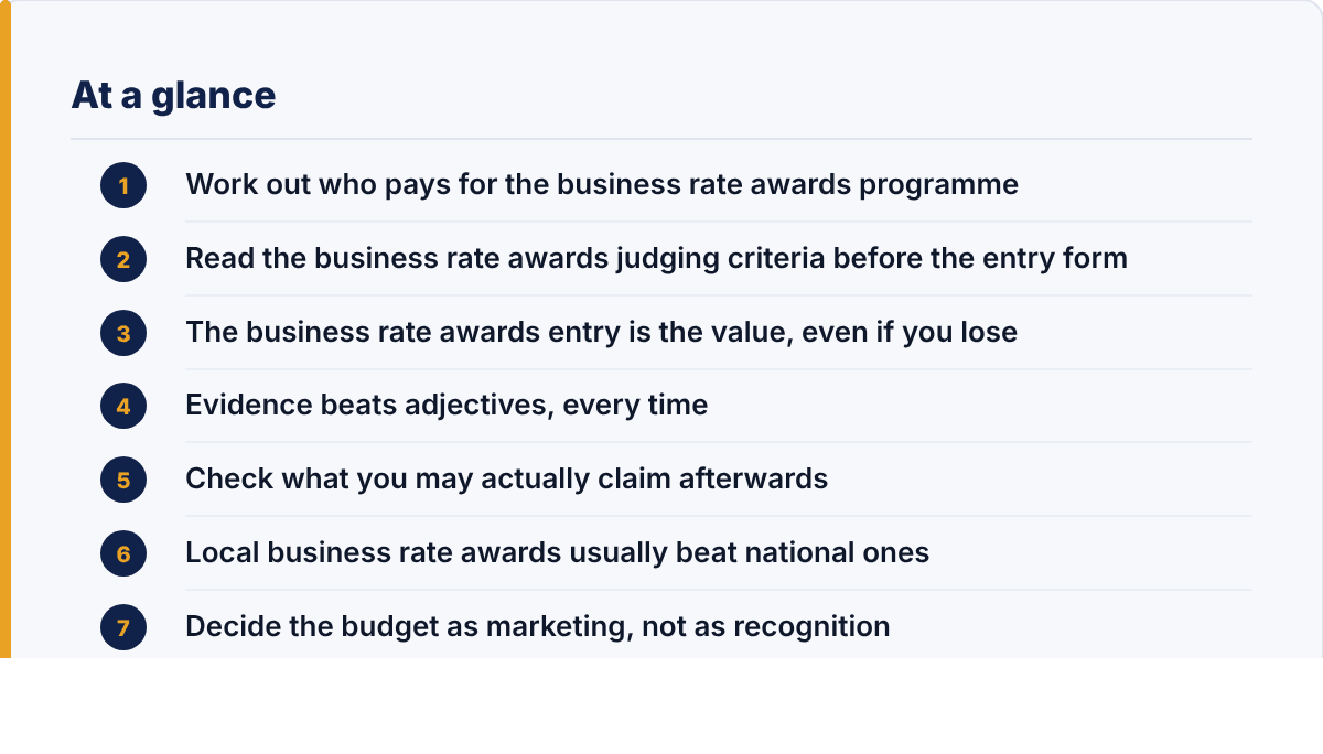 business rate awards: the article's points at a glance