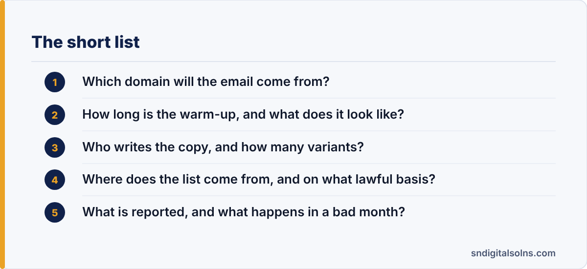 cold email agency: the article's points at a glance