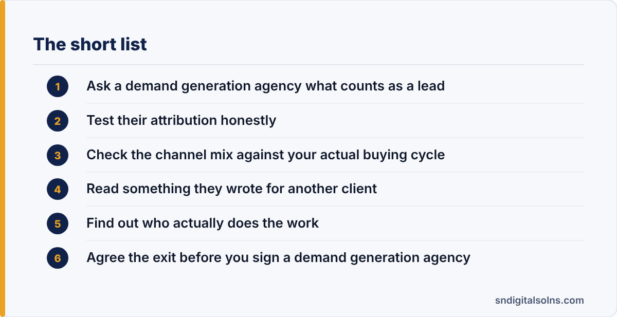 demand generation agency: the article's points at a glance