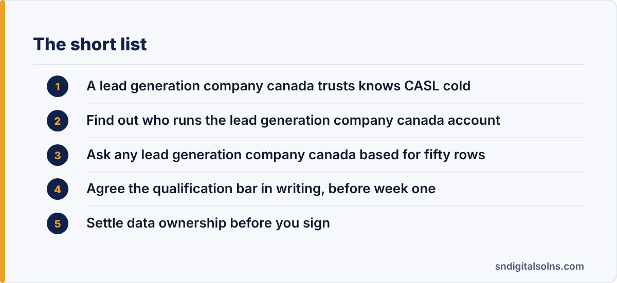 lead generation company canada: the article's points at a glance