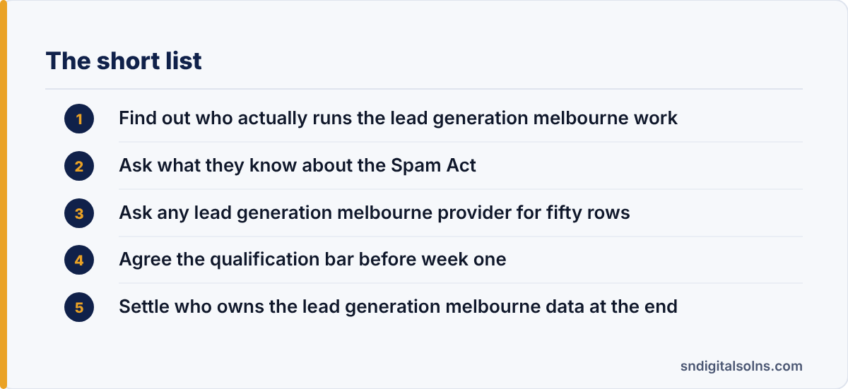 lead generation melbourne: the article's points at a glance