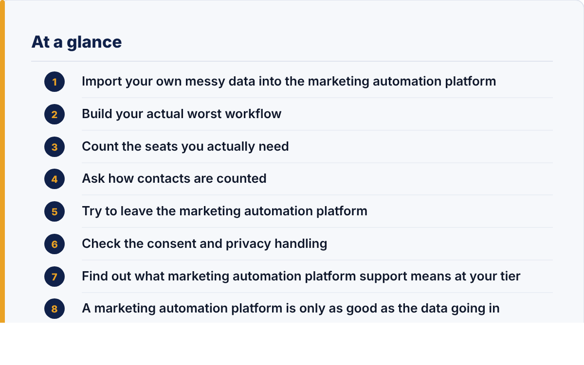 marketing automation platform: the article's points at a glance
