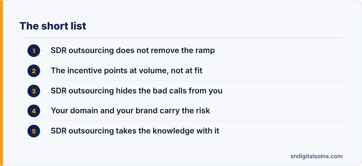 sdr outsourcing: the article's points at a glance