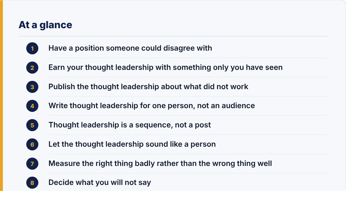 thought leadership: the article's points at a glance